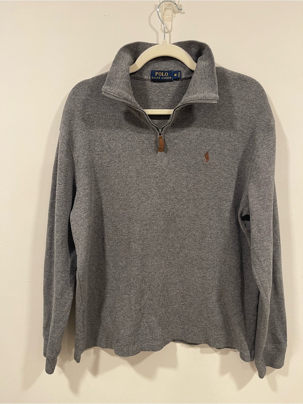 Polo by Ralph Lauren Men's Heather Gray Half-Zip Sweater with Embroidered Pony